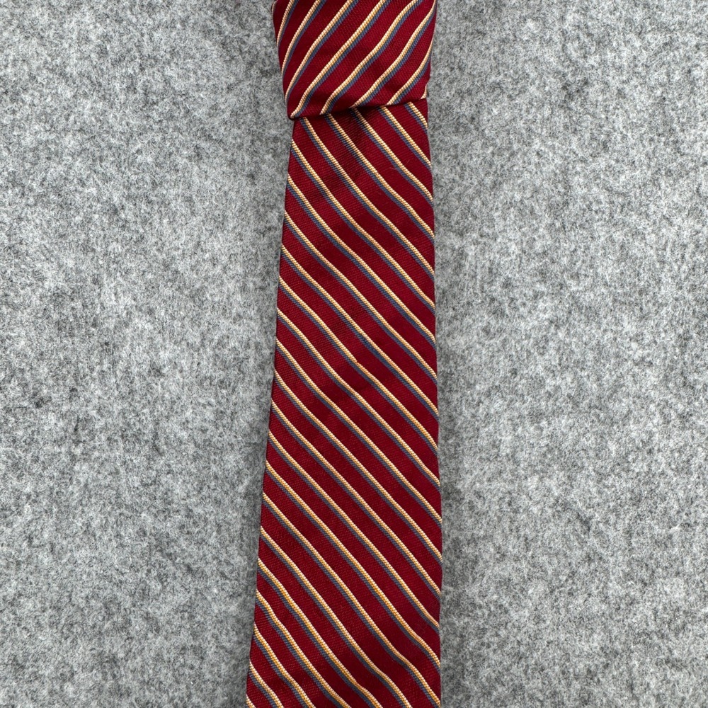VTG Rooster Tie Mens OS Ruffler Collection Red Striped Silk Regimental EUC